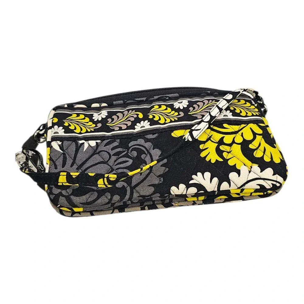 Vera Bradley Black & Yellow Baroque Retired Pattern Zip Close Wristlet‎ Wallet - Picture 4 of 6